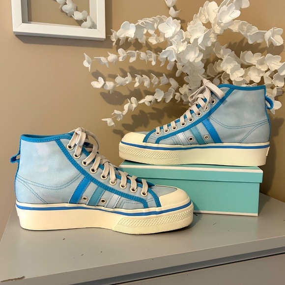 LikeNew! adidas Parley Nizza Platform Mid  Almost Blue Sneakers Women's Size 8.5 - Picture 2 of 15